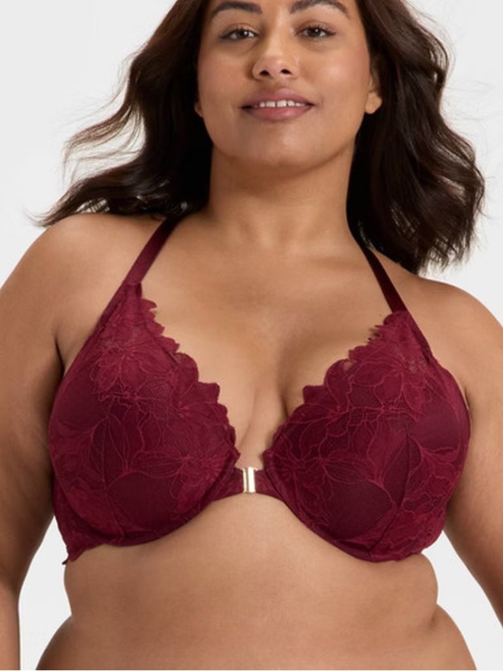 Target Auden Women's Racerback Lace Plunge Push Up Bra SZ 42DD in Burgundy